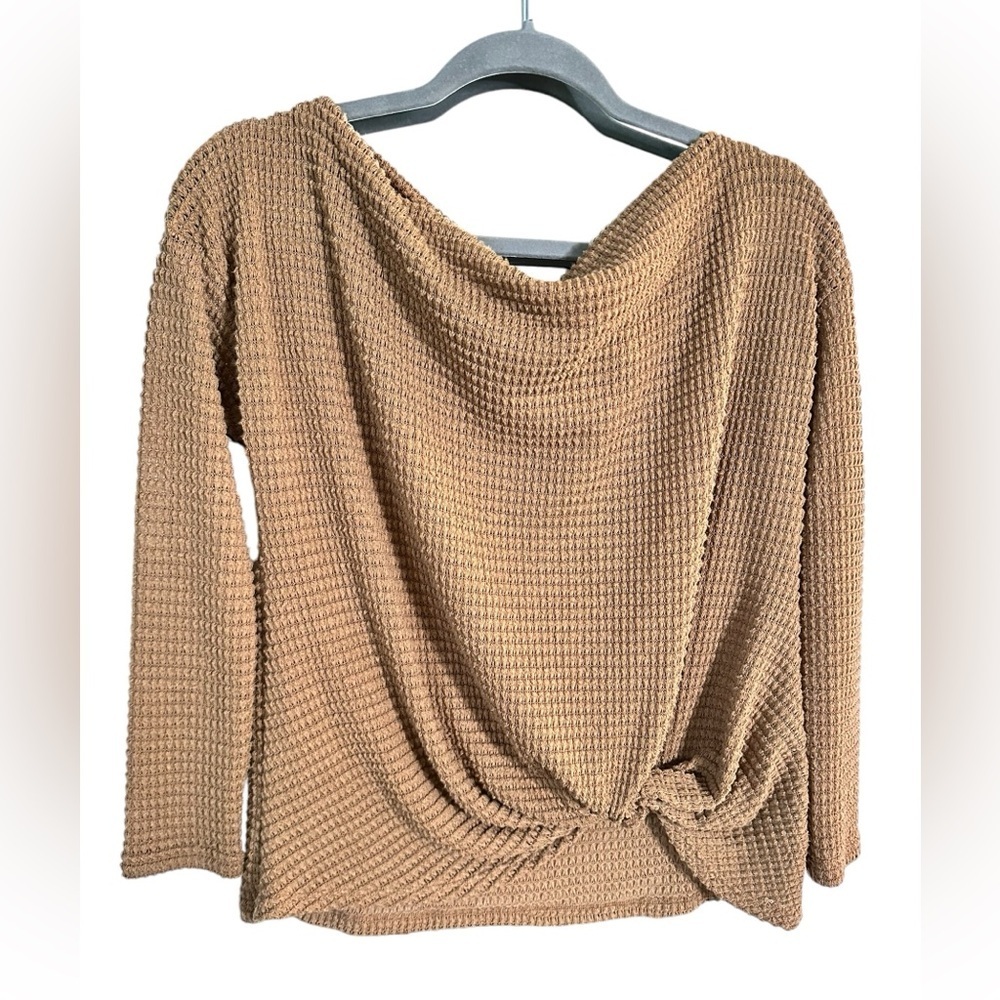 🔴 5 for $40 SALE! 
Gilli Brown Waffle Textured Light Weight Front Knot Top sz S - Picture 3 of 13